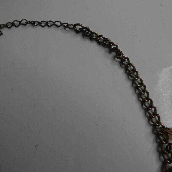 Bronze Tone Teardrop Faceted Faux Stone Bib Statement Necklace Boho Dangle Cream - Picture 6 of 8